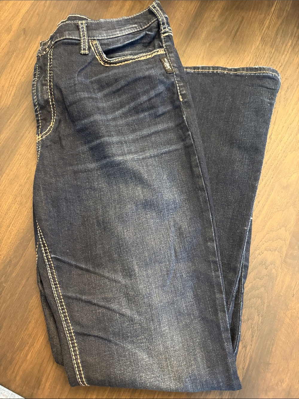 silver dark  Wash Jeans with Contrast valley boot cut